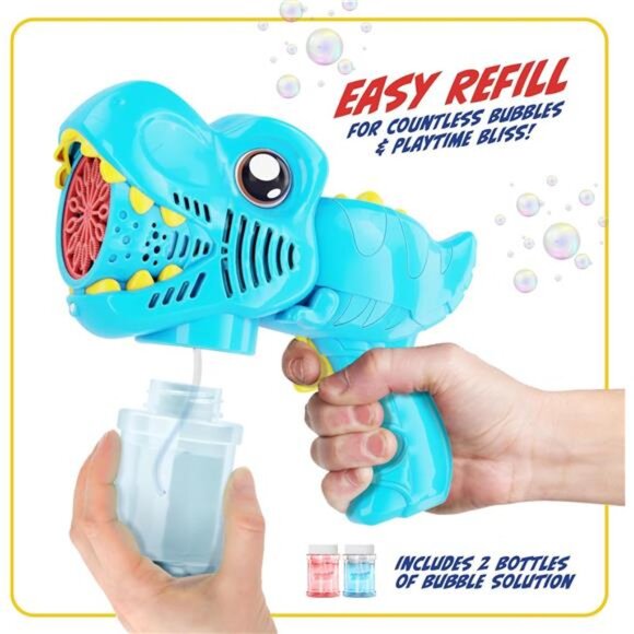 Dino Bubble Guns for Kids - 2 Pack - Bubbles Gun, Blaster, Blower, Makerr Ages 3 - Picture 4 of 8